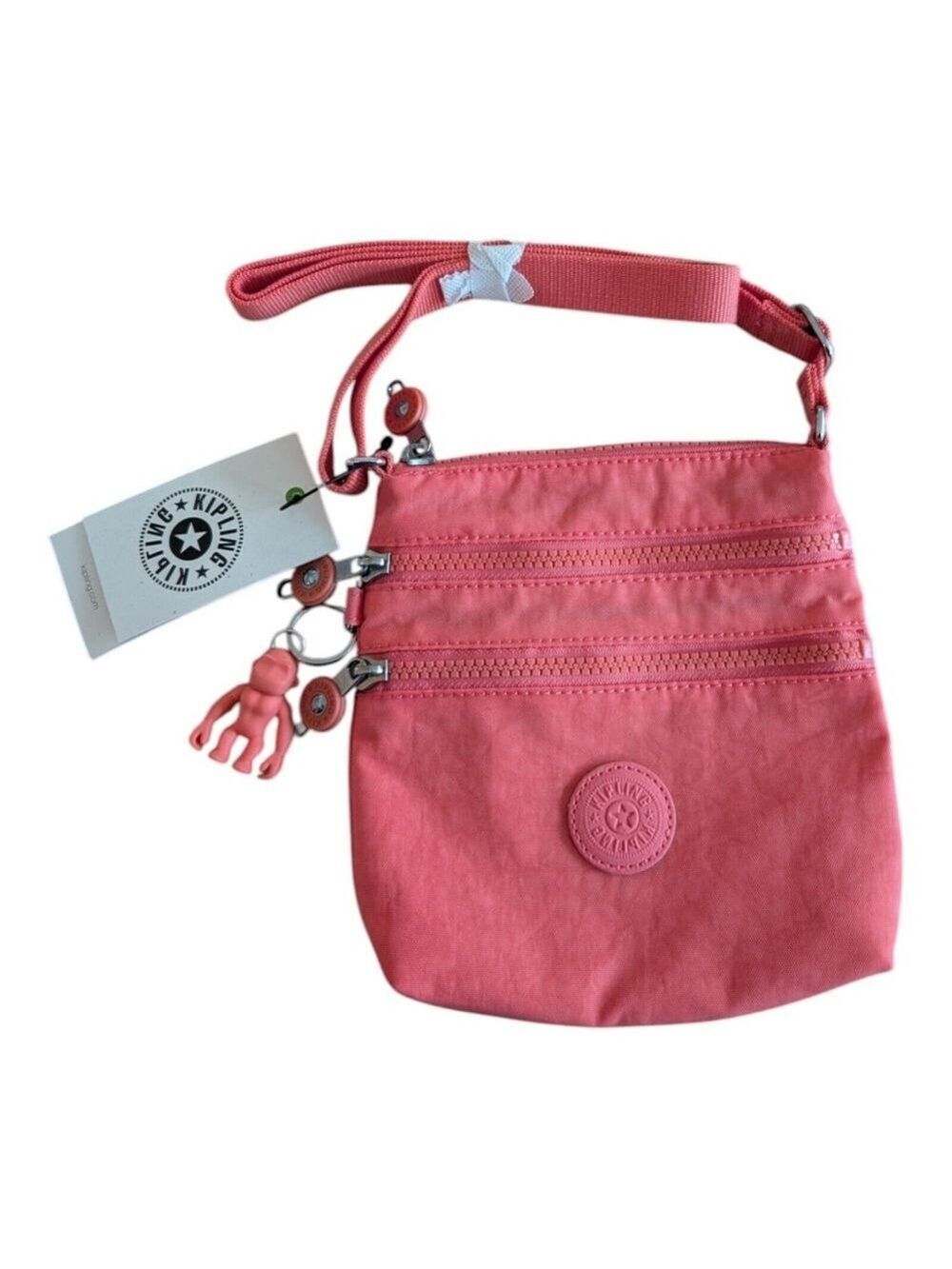 NEW Kipling Alvar XS Crossbody Bag Monkey Charm Fresh Coral AC7098